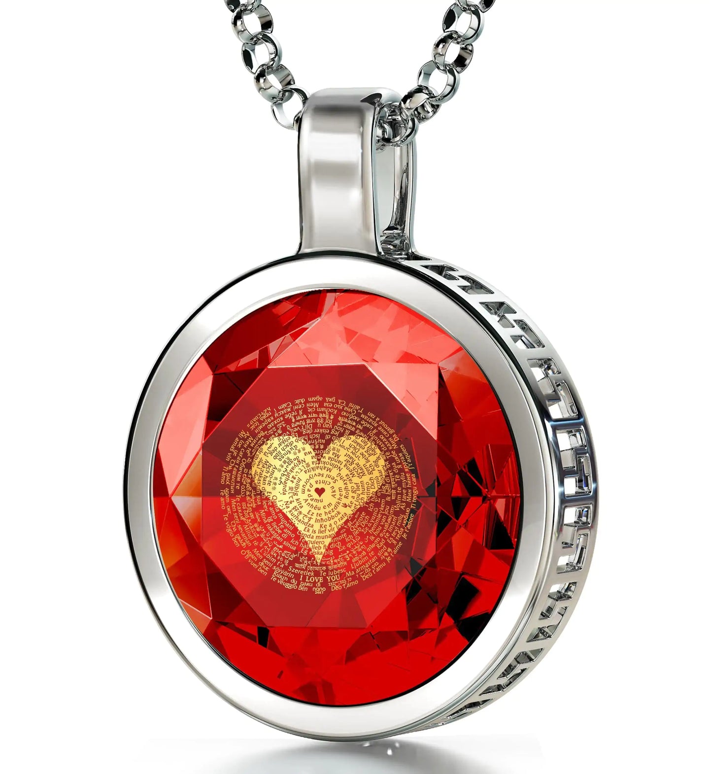 925 Sterling Silver I Love You Necklace 24k Gold Inscribed 120 Languages