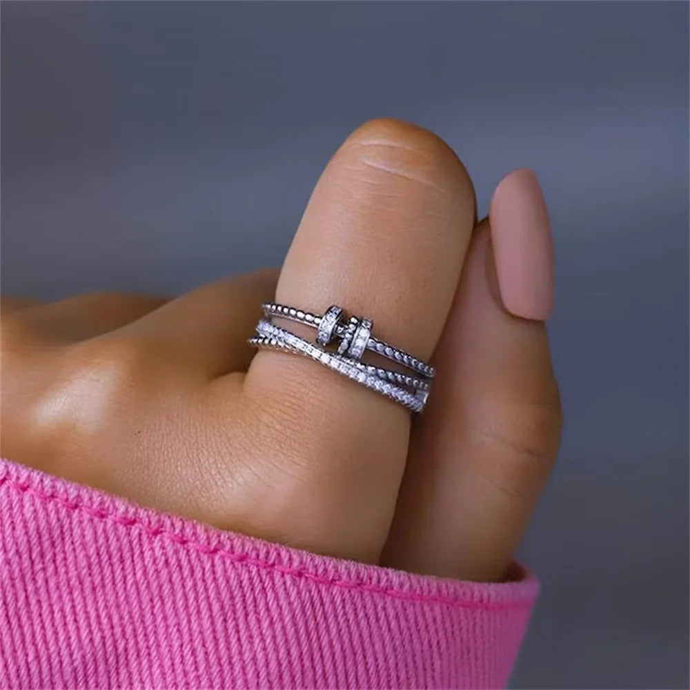Zircon Crystal Planet Ring: Vintage Universe Star Design