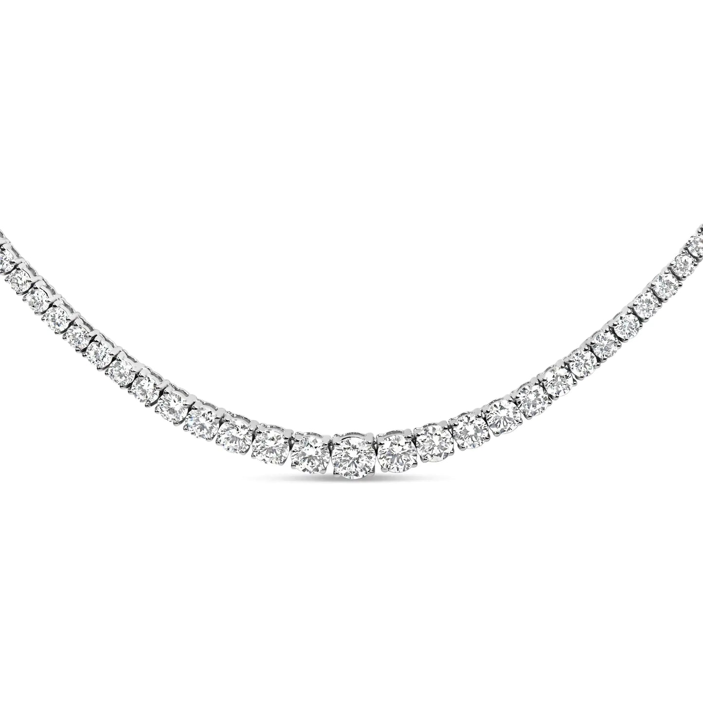 14K White Gold 10.0 Cttw Graduated Lab-Grown Diamond Tennis Necklace (F-G Color, VS2-SI1) - 18" Inches