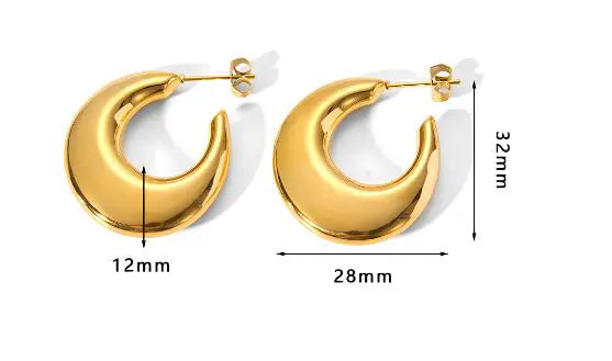 Gold-Plated Moon Crescent Earrings