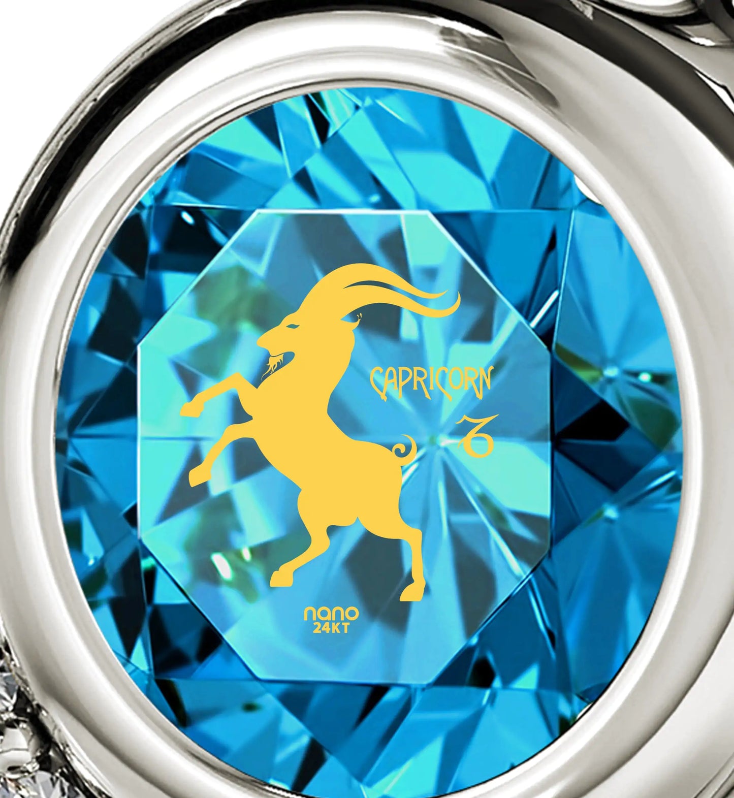 925 Sterling Silver Capricorn Necklace Zodiac Heart Pendant 24k Gold inscribed on Crystal