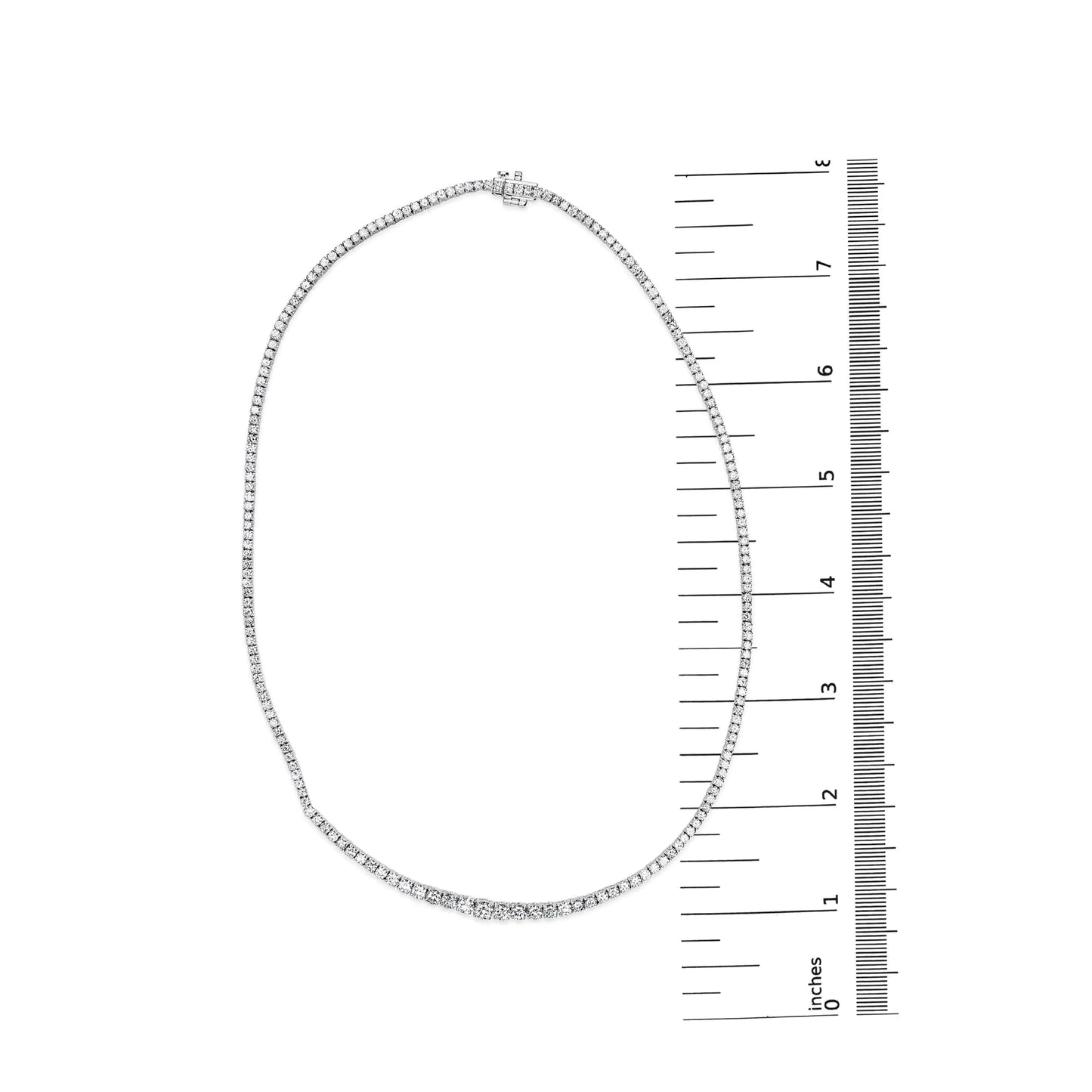 14K White Gold 10.0 Cttw Graduated Lab-Grown Diamond Tennis Necklace (F-G Color, VS2-SI1) - 18" Inches