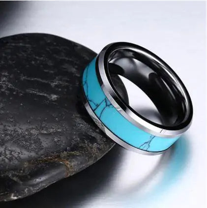 Turquoise Inlay Tungsten Ring