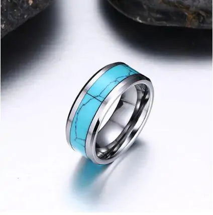Turquoise Inlay Tungsten Ring
