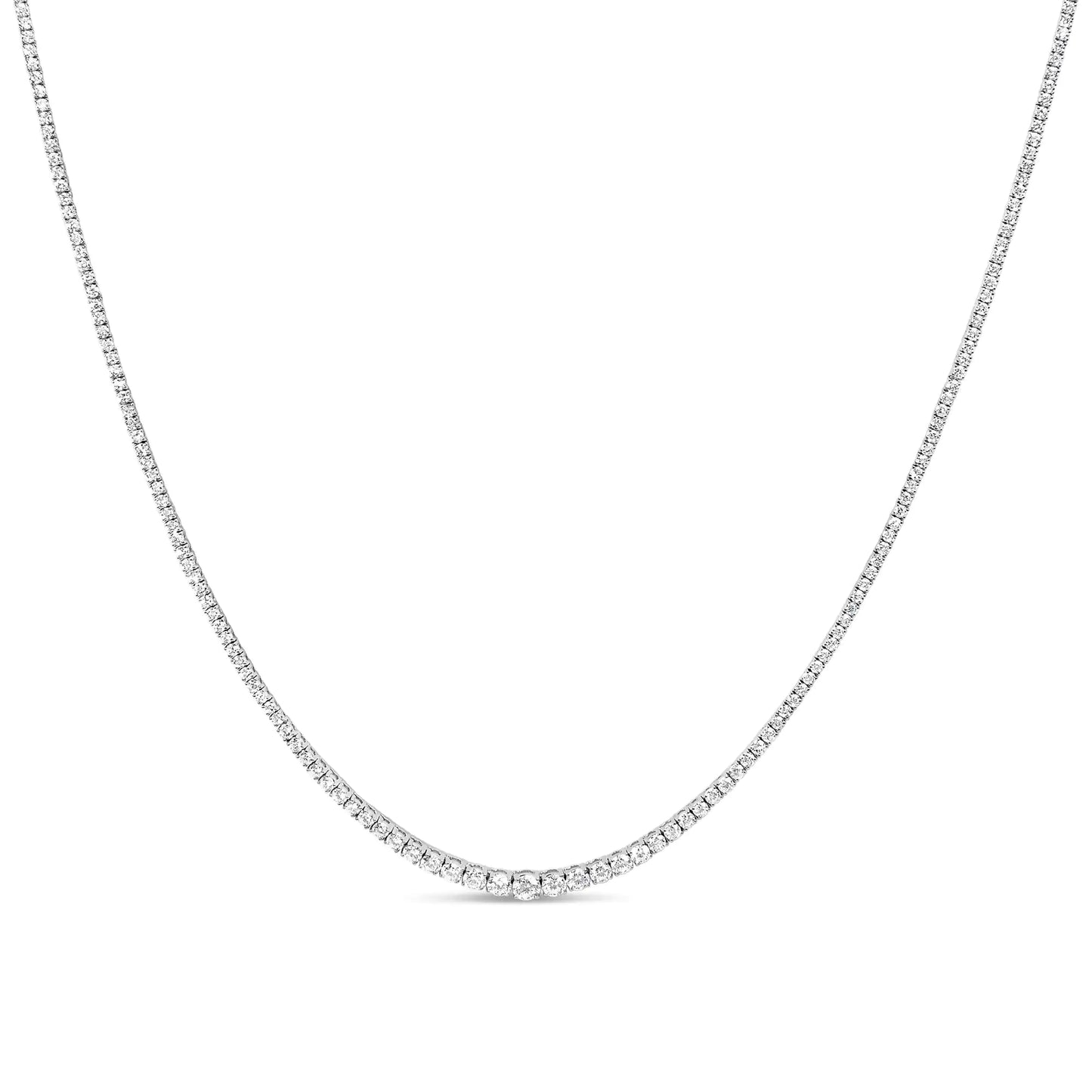 14K White Gold 10.0 Cttw Graduated Lab-Grown Diamond Tennis Necklace (F-G Color, VS2-SI1) - 18" Inches