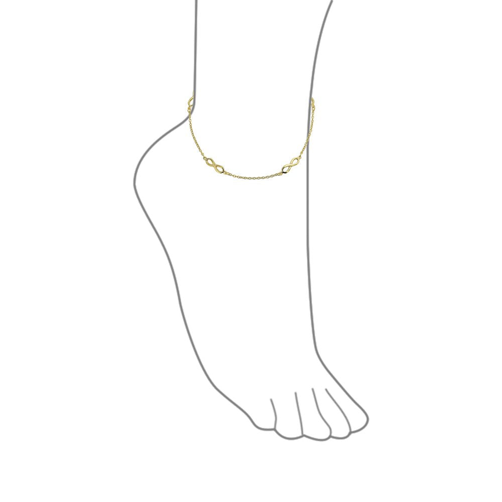 Multi Infinity Love Knot Anklet Ankle Bracelet for Women Link Chain 925 Sterling Silver Adjustable 9 to 10 Inch Extender