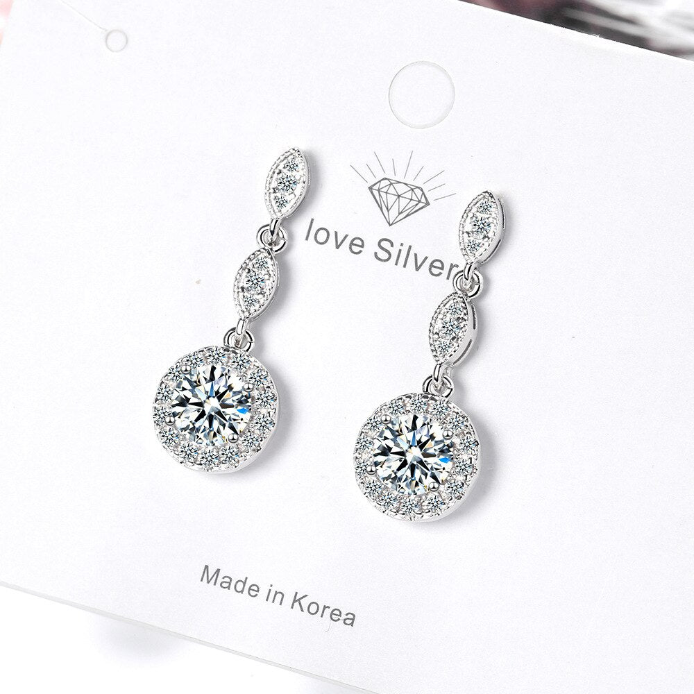 Wholesale Luxury 925 Sterling Silver Zircon Earrings Water Earring Fashion Women Wedding Jewelry Engagement Gift Christmas