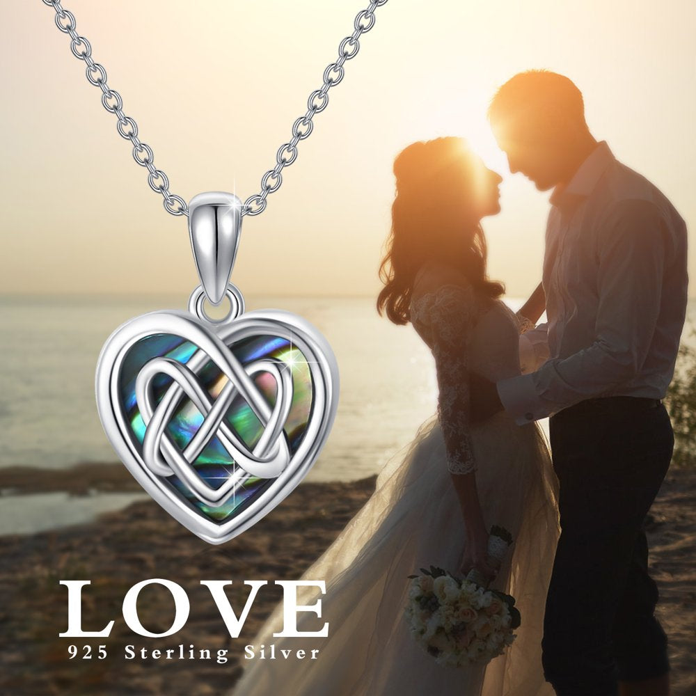 Heart Locket Necklace 925 Sterling Silver That Can Hold 2 Pictures Celtic Knot Pendant Necklaces for Women Girls Mom Wife Memorial Jewelry Birthday Christmas Valentine'S Day Gifts