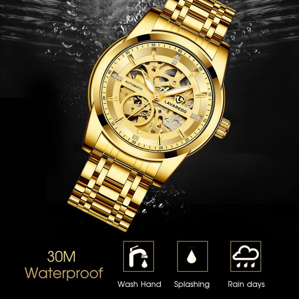 A Men'S Watch Automatic Mechanical Watches Self Winding Diamond Dial Stainess Steel Watches Business Watches Gift for Men