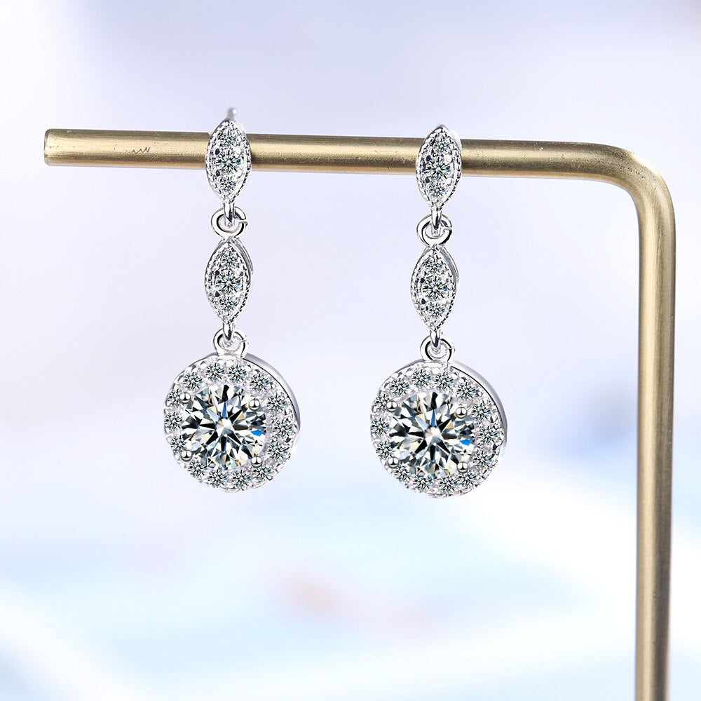 Wholesale Luxury 925 Sterling Silver Zircon Earrings Water Earring Fashion Women Wedding Jewelry Engagement Gift Christmas