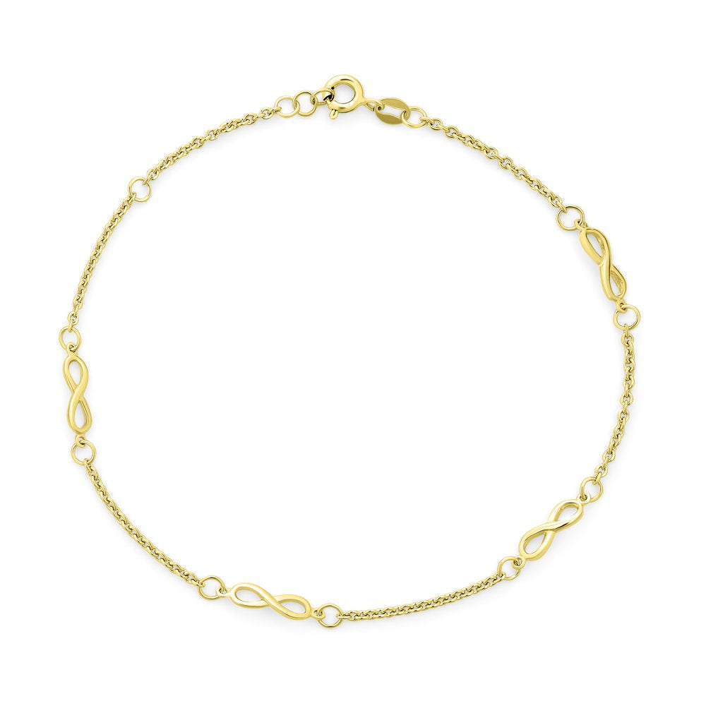 Multi Infinity Love Knot Anklet Ankle Bracelet for Women Link Chain 925 Sterling Silver Adjustable 9 to 10 Inch Extender