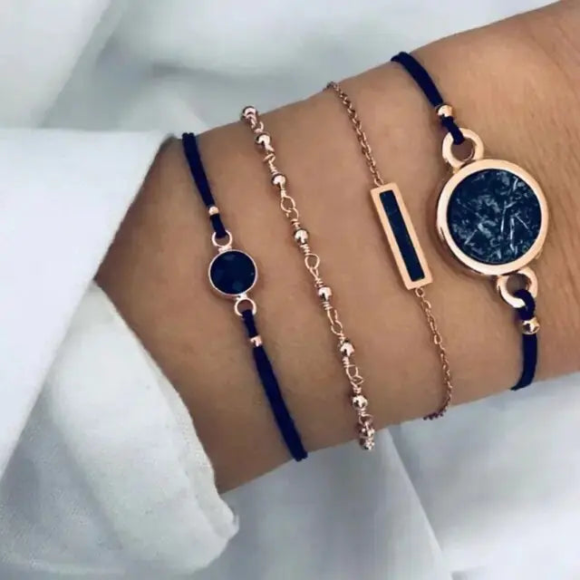 5-piece Bohemian Shell Moon Charm Bracelet Set for Women