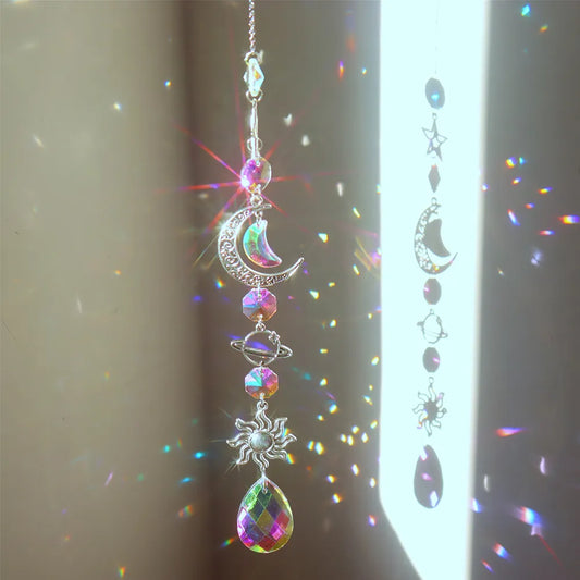 Crystal Wind Chime Moon Sun Catcher