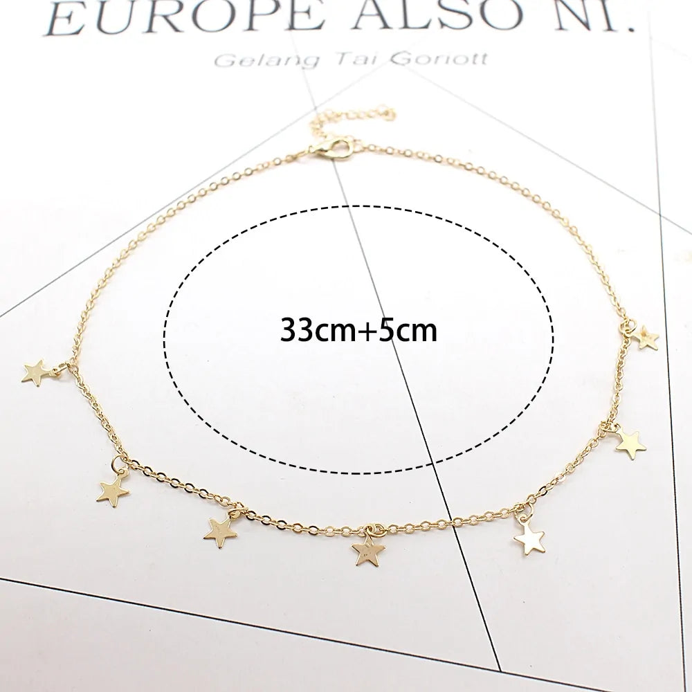 Silver Chain Star Choker Necklace