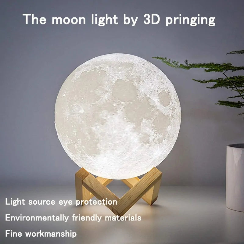 USB Rechargeable 3D Print Moon Lamp