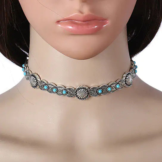 Blue Moon Choker Necklace In Antique Finish