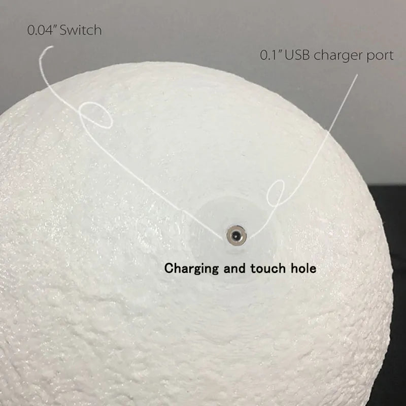 USB Rechargeable 3D Print Moon Lamp