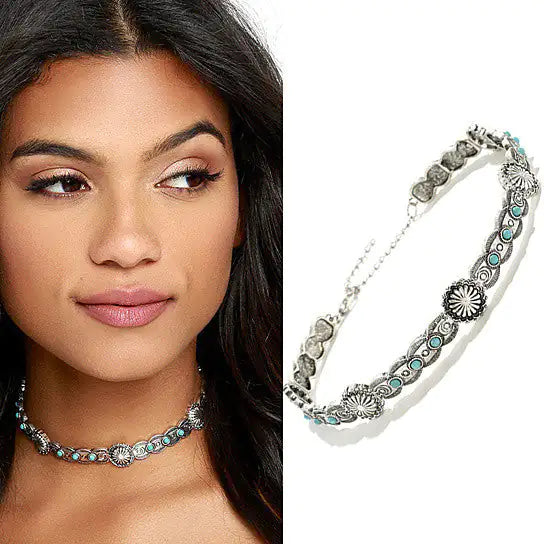 Blue Moon Choker Necklace In Antique Finish