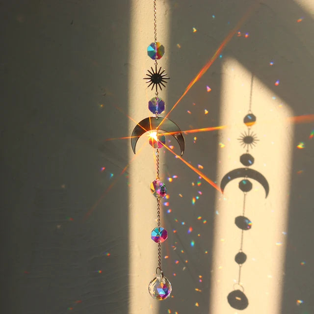 Crystal Wind Chime Moon Sun Catcher