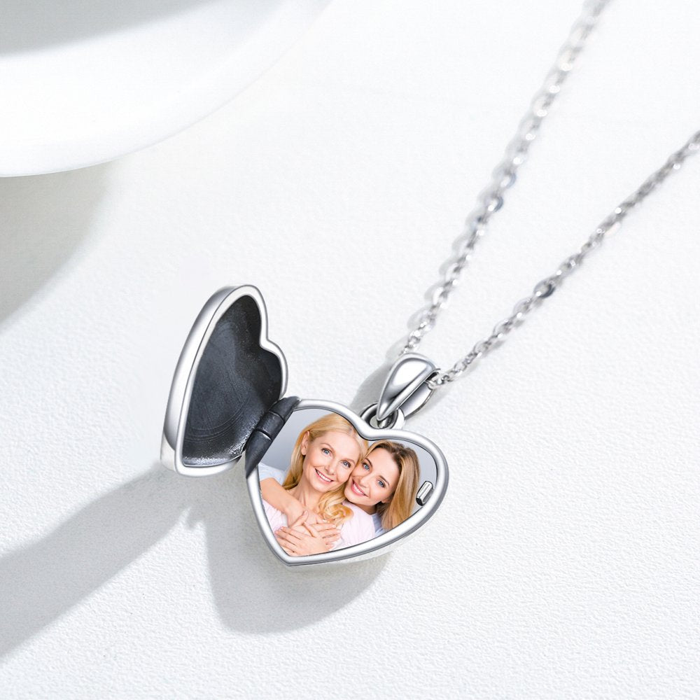 Heart Locket Necklace 925 Sterling Silver That Can Hold 2 Pictures Celtic Knot Pendant Necklaces for Women Girls Mom Wife Memorial Jewelry Birthday Christmas Valentine'S Day Gifts