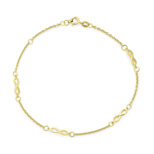 Multi Infinity Love Knot Anklet Ankle Bracelet for Women Link Chain 925 Sterling Silver Adjustable 9 to 10 Inch Extender